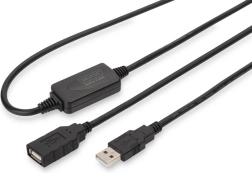 Aktivní prodlužovací kabel USB 2.0 USB‑A (samec) na USB‑A (samice) 10 m, černý