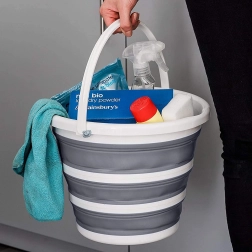Skládací vyztužený silikonový kbelík 10 l – Šedobílá