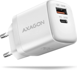 Síťová nabíječka AXAGON 30W PD & QC s USB‑C a USB‑A bílá