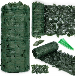 Umělý břečťanový plot 500 × 50 cm, tmavě zelený zástin na balkon a plot