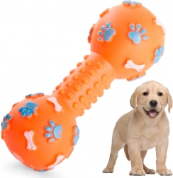 Pískací žvýkací hračka pro psy ve tvaru činky