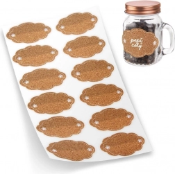 Samolepicí korkové etikety na sklenice, 12 ks