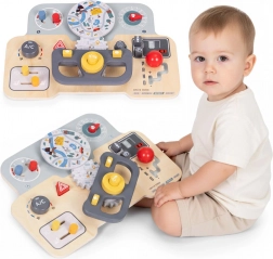 Dřevěná senzorická aktivní deska auto 15 prvků ECOTOYS