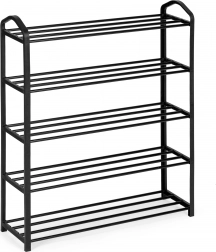 Kovový botník na 5 polic, černý