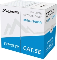 Síťový kabel FTP Cat.5e CU 305 m, plný vodič, šedý