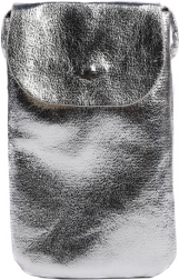 Metalická taštička na mobil s ramenním páskem a zadní kapsou