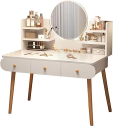 Kosmetický toaletní stolek s zrcadlem a třemi zásuvkami bílý 100x40x120cm