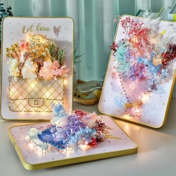 Kreativní sada string art s LED světlem 21 × 30 cm – kabelka s květinami