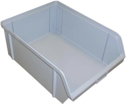 Zkosená ukládací bedna 150 × 100 × 70 mm, 3 kg, šedá, plast