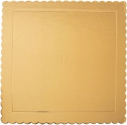 Zlatý čtvercový podložní talíř pod dort 34 × 34 cm