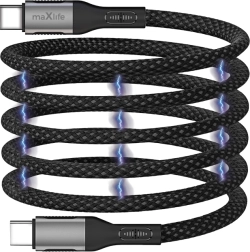 Maxlife magnetický kabel USB‑C na USB‑C 1 m, 100 W, nylon, černý