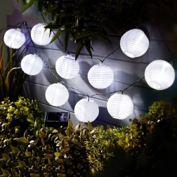 Solární řetěz s bílými lampiony a studeně bílými LED, 2,5 m