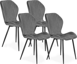 Sada 4 sametových jídelních židlí do jídelny a obýváku, tmavě šedá – ModernHome