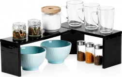 Rohová kuchyňská police, černá, 47 × 32 × 15,5 cm