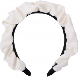 Saténová čelenka do vlasů s perlami – bílá