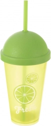 Plastový kelímek s víčkem a brčkem 450 ml – citrusový motiv