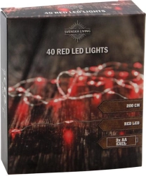 Světelný řetěz 40 LED, červený, 2 m, na baterie