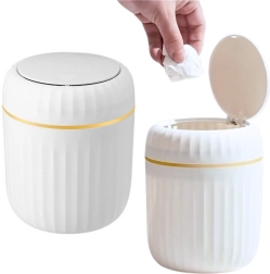 Mini koš na odpadky s otevíratelným víkem bílý