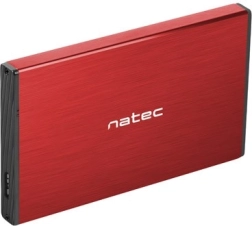 Externí kovová 2,5" box na disk NATEC Rhino GO USB 3.0, červený