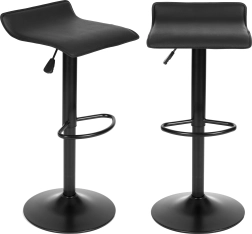 Barová židle z eko kůže, výškově nastavitelná, otočná s opěrkou na nohy – černá