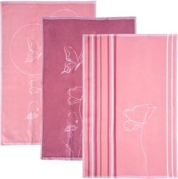 Bavlněné kuchyňské utěrky Maki růžové 70 × 50 cm - 3 ks