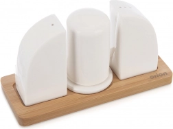 Porcelánová solnička a pepřenka se stojánkem WHITELINE, 4dílná sada