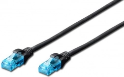Patch kabel RJ45–RJ45 CAT5e U/UTP, 0,25 m, černý
