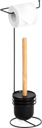 Stojan na toaletní papír se štětkou, černý, 53 cm