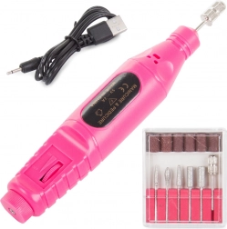 Elektrická frézka na nehty pro manikúru a pedikúru, růžová
