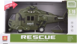 Vojenská helikoptéra na baterie se světlem a zvukem