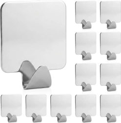 Samolepicí nerezové háčky Storage Solutions stříbrné, 12 ks
