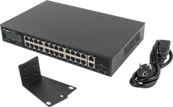 Switch LANBERG 24-portový Gigabitový PoE+ s 2xGB a 2xSFP pro rack 19''