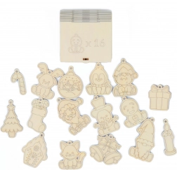 Dřevěné vánoční magnetky do dětského pokoje, 16 ks