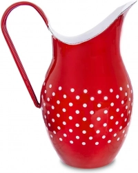 Emaliovaný červený džbán s puntíky TECKA 2,5 l