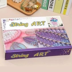 Kreativní sada string art s LED světýlky 21 × 30 cm – košík s květinami