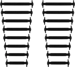 Silikonové tkaničky bez vázání, 16 ks, černé