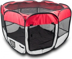 Skládací textilní ohrádka pro psy a malá zvířata, červená