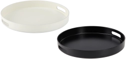 Kulatý servírovací podnos s úchyty 33 cm bílo-černý