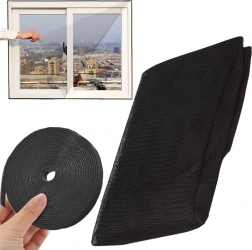 Černá okenní síť proti hmyzu se samolepicím suchým zipem 150 × 130 cm