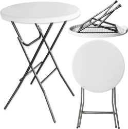 Skládací cateringový stůl kulatý bílý 80cm