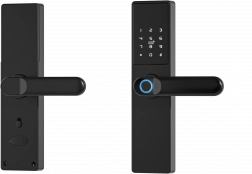 Chytrá klika Tuya, elektronický zámek s otiskem prstu, kódem, Wi-Fi, RFID - černá