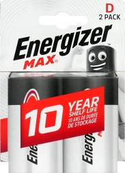 Alkalické baterie D (LR20) ENERGIZER MAX, blister 2 ks