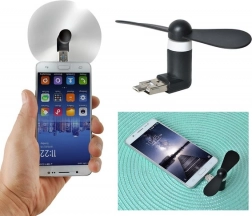 Mini větráček k telefonu 2v1 usb/microusb – černý