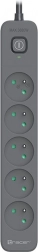 Přepěťová ochranná prodlužovací zásuvka TRACER Power Line+ 3 m, grafitová (5 zásuvek)