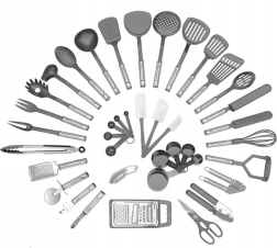 Sada kuchyňských nástrojů 40 ks – šedá