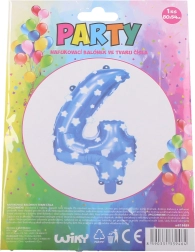 Nafukovací balónek číslo 4 modrý s hvězdičkami