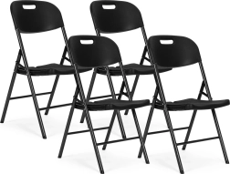 Sada 4 skládacích židlí Metal & HDPE černé ModernHome