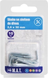 Skoba se závitem do dřeva 30 × 2,6 mm, pozink, 10 ks