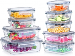 Skleněné dózy na potraviny s víčkem a těsněním, sada 9 ks