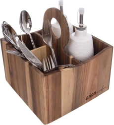 Dřevěný stojan na příbory, omáčky a koření WOODEN